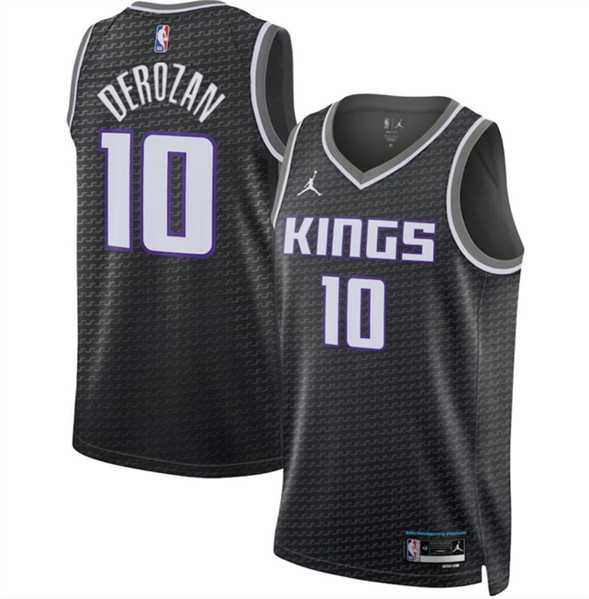 Mens Sacramento Kings #10 DeMar DeRozan Black Statement Edition Stitched Jersey Dzhi